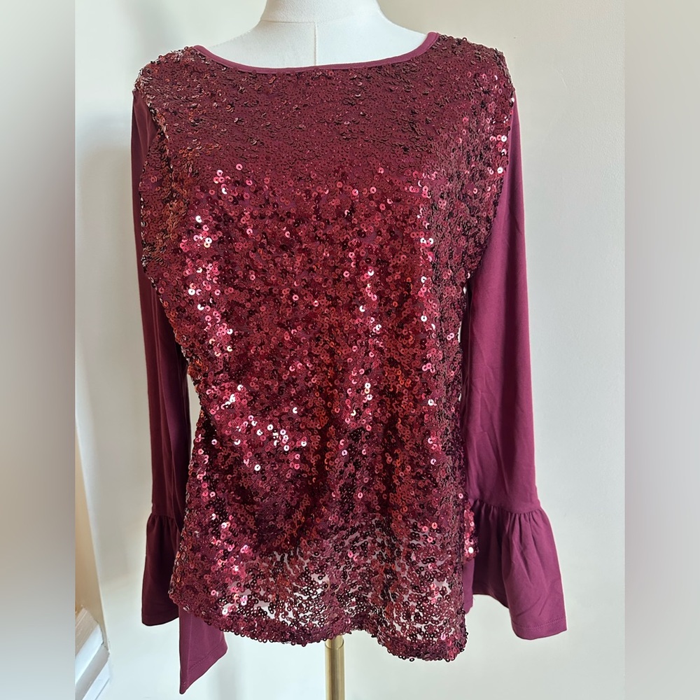 Wonder by Christian Siriano Red Sequin Blouse- Medium